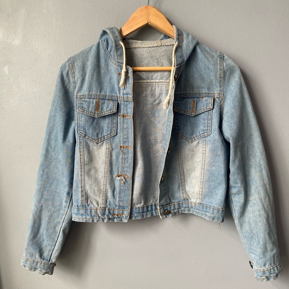Button Up Denim Hoodie